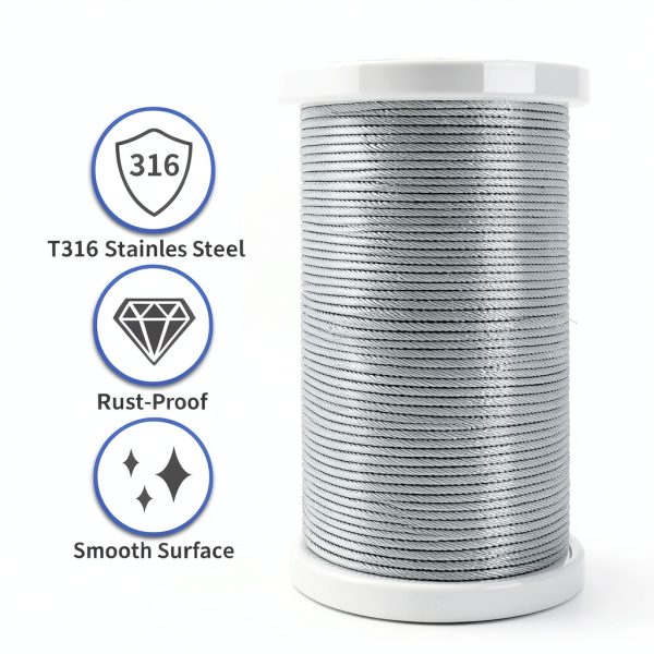 LuckIn 1/8" Stainless Steel Cable 300FT, T316 Aircraft Cable for Railing, Decking & Outdoor Projects - Uncoated Marine Grade-1