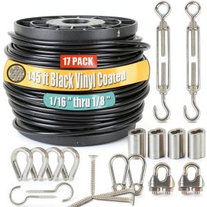 Vinyl Coated 304 Steel Rope WEWBABY 1 8in Black WB-GSS-01-0