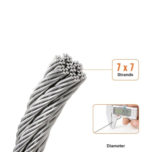 VEVOR 1/16 Wire Rope 330 FT Steel Cable with Sleeves & Thimbles-2