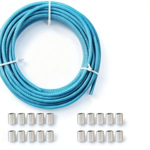 Sunshade Sail Wire, Clothesline, PIUM 1/8" PVC Coated Wire Rope Kits, 7x7 Strand 100Ft Steel Cable for Decking Rails, Sun Shade Sails, Clothesline and Garden Steel Cable Kits-0