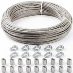 Okllen 1/8" (3MM) Wire Rope, 100FT Stainless Steel Cable, 7x7 Strand Core Metal Wire Cable with 18Pcs Aluminum Crimping Sleeves and 10Pcs Thimbles for Deck Railing Stair Handrail Balusters Clothesline-0