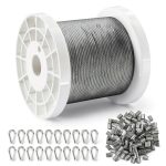 VEVOR 1/16 Wire Rope 330 FT Steel Cable with Sleeves & Thimbles-0