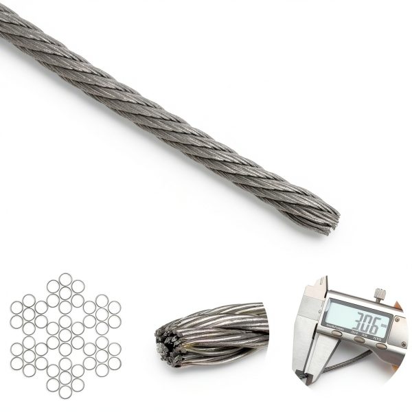 Okllen 1/8" (3MM) Wire Rope, 100FT Stainless Steel Cable, 7x7 Strand Core Metal Wire Cable with 18Pcs Aluminum Crimping Sleeves and 10Pcs Thimbles for Deck Railing Stair Handrail Balusters Clothesline-5