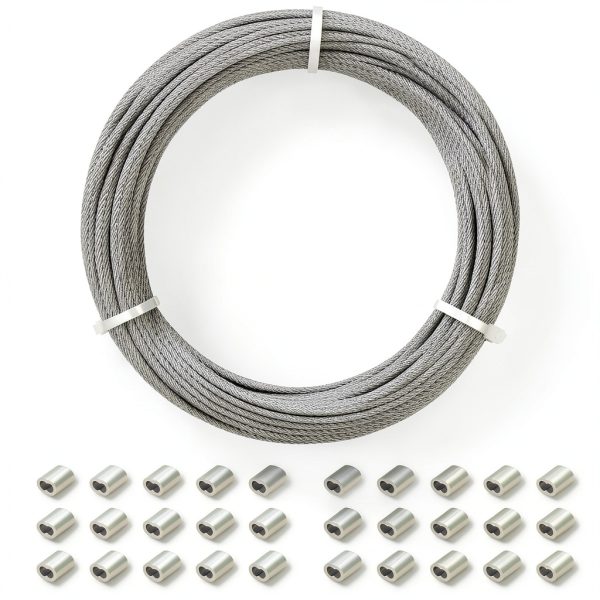 3/32 Stainless Steel Cable Rope 100ft Mariocsa 30 Crimping Loops-0