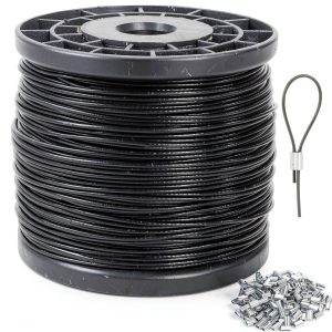 Yarlung 1/16 Inch Wire Rope Cable 500ft with 200 Crimping Sleeves-0