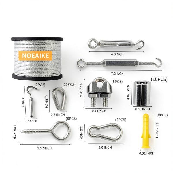Wire Rope Kit 165FT 1/8" Vinyl Coated Stainless Steel by NOEAIKE-1