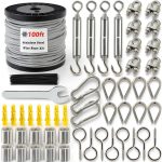 1/8 Wire Rope Kit Roxanned 30M Vinyl Coated Steel Cable Turnbuckles-0