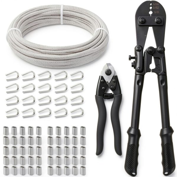 TooTaci 1/8 Stainless Steel Cable 100ft Crimping Kit 7x7 Braided-0
