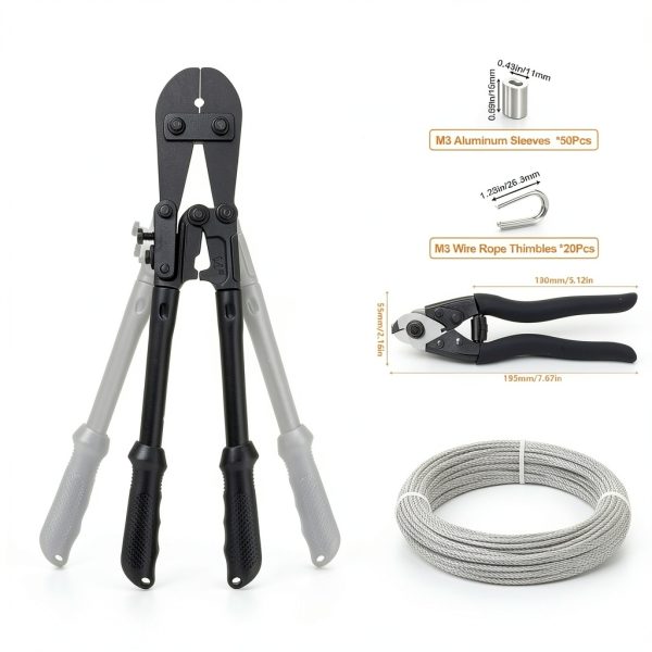 TooTaci 1/8 Stainless Steel Cable 100ft Crimping Kit 7x7 Braided-1