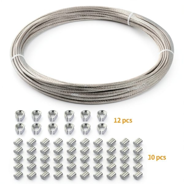 Stainless Steel Aircraft Cable Rope 1/16 inch Eowpower 33ft Grade-4