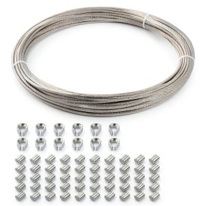 Stainless Steel Aircraft Cable Rope 1/16 inch Eowpower 33ft Grade-0