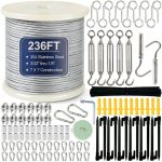1/8 Wire Rope Kit phepetroll Cable 236FT Steel Vinyl Tensioner-0