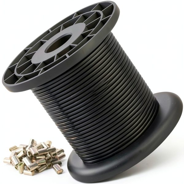304 Stainless Steel Wire Rope Cable Flngr Black Vinyl Coated 100ft-0