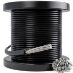 Black Vinyl Coated Cable CELYND Stainless 3/32in Outdoor 100ft-0