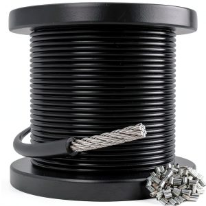 Black Vinyl Coated Cable CELYND Stainless 3/32in Outdoor 100ft-0