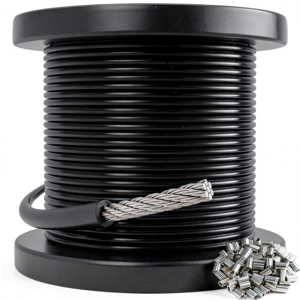 Black Vinyl Coated Cable CELYND Stainless 3/32in Outdoor 100ft-0