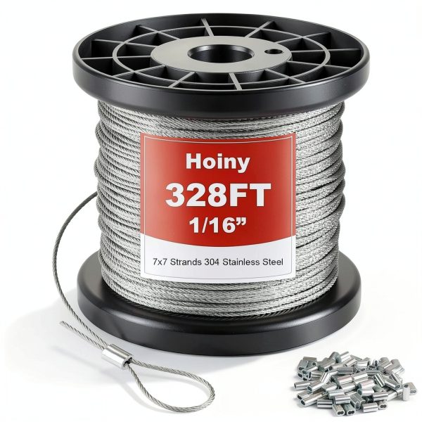 Stainless Steel Cable Hoiny OneSixteenth 328ft Rope 286lb Strength-0