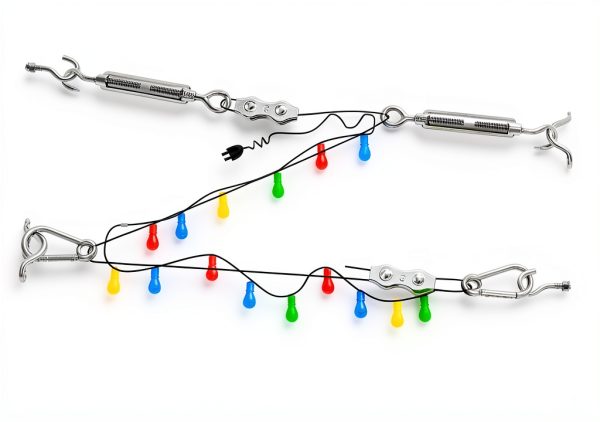 String Light Hanging Kit UZE 300FT Nylon‑Coated Steel Rope Set-2