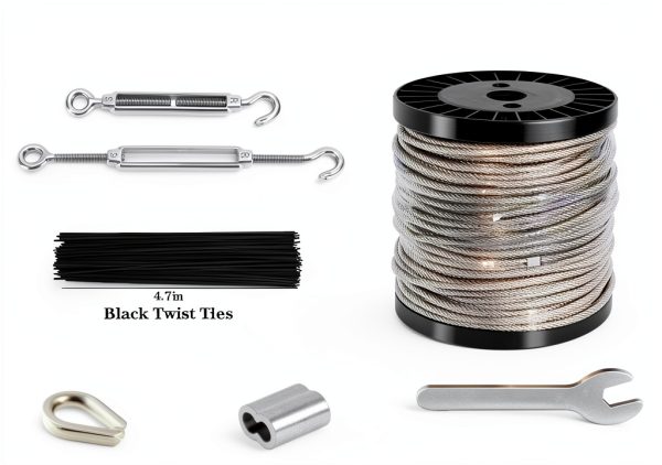 1/8 Wire Rope Kit Roxanned 30M Vinyl Coated Steel Cable Turnbuckles-1